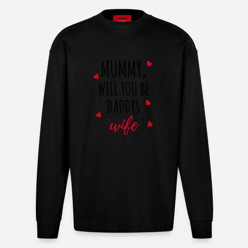 Heiratsantrag Antrag Mummy Geschenk Idee - Heavyweight Oversized Organic Langarmshirt Made in EU - SOLID BLACK