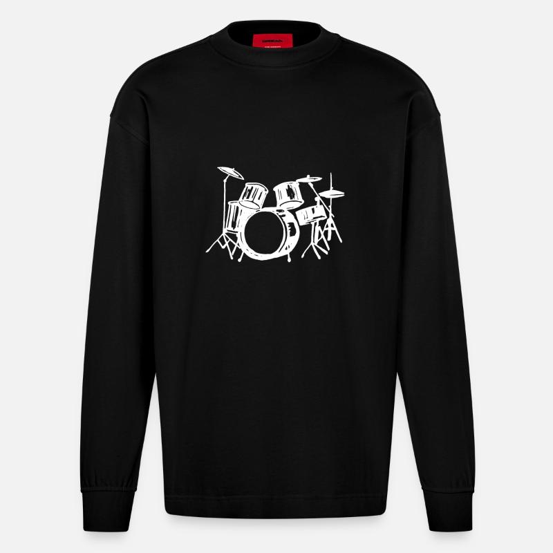 Schlagzeug - Heavyweight Oversized Organic Langarmshirt Made in EU - SOLID BLACK