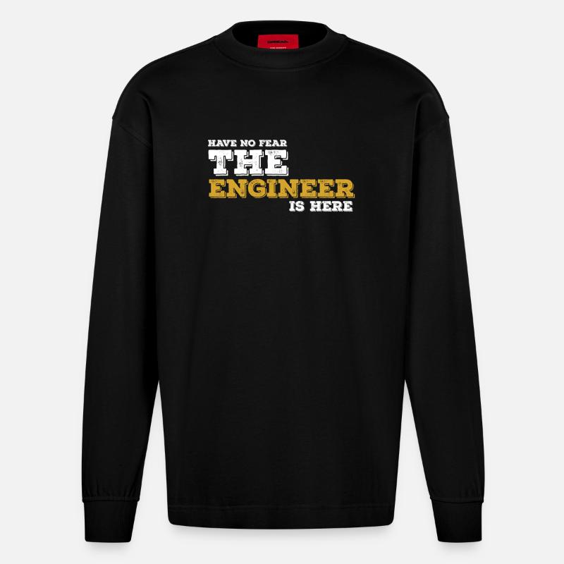 Ingenieur Engineer Techniker Geschenk Idee - Heavyweight Oversized Organic Langarmshirt Made in EU - SOLID BLACK