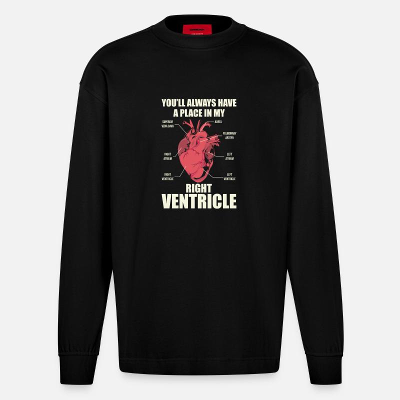 Rettungsdienst -Right Ventricle - Heavyweight Oversized Organic Langarmshirt Made in EU - SOLID BLACK