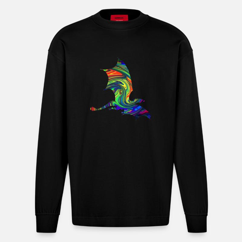 Drache - Heavyweight Oversized Organic Langarmshirt Made in EU - SOLID BLACK
