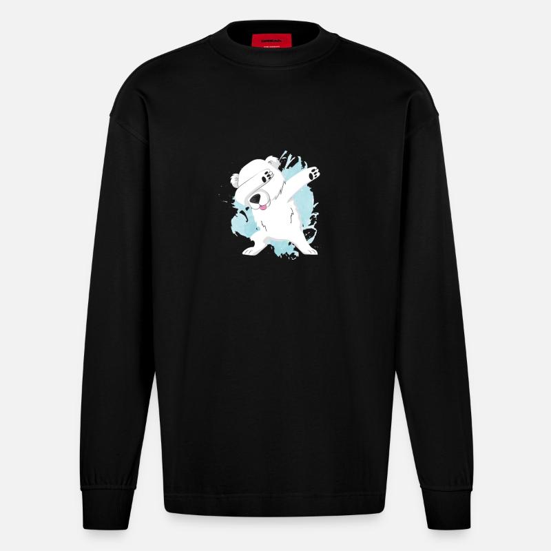 Weihnachten Eisbär Dab Eisbär Dabbing - Heavyweight Oversized Organic Langarmshirt Made in EU - SOLID BLACK