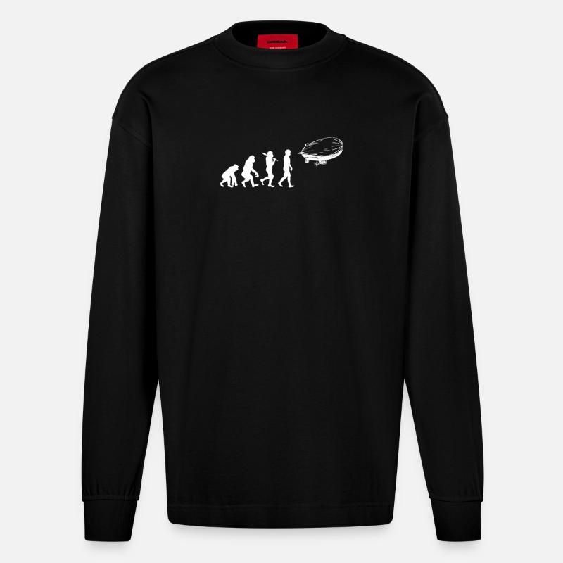 Luftschiff Evolution - Heavyweight Oversized Organic Langarmshirt Made in EU - SOLID BLACK