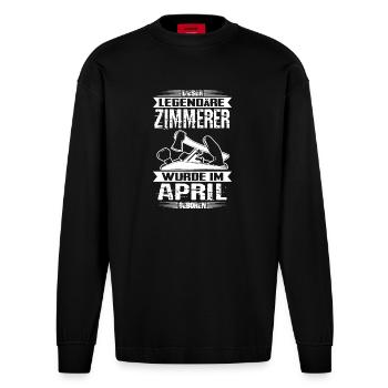 Zimmerer Geburtstag April - Heavyweight Oversized Organic Langarmshirt Made in EU - SOLID BLACK - Vorne