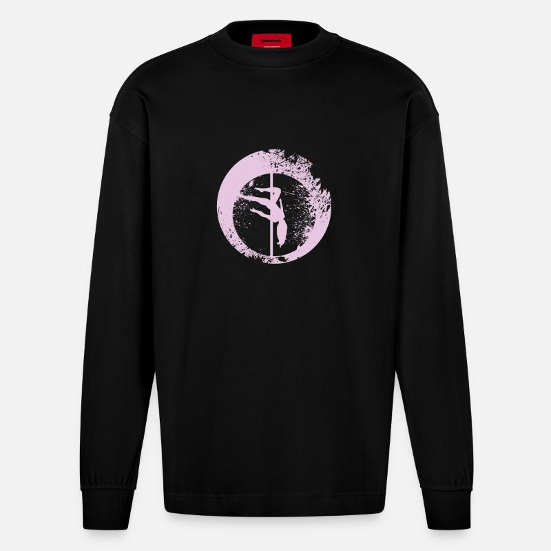 Pole Dance - Heavyweight Oversized Organic Langarmshirt Made in EU - SOLID BLACK