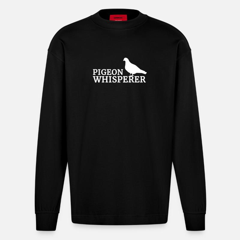 Tauben Flüsterer - Heavyweight Oversized Organic Langarmshirt Made in EU - SOLID BLACK