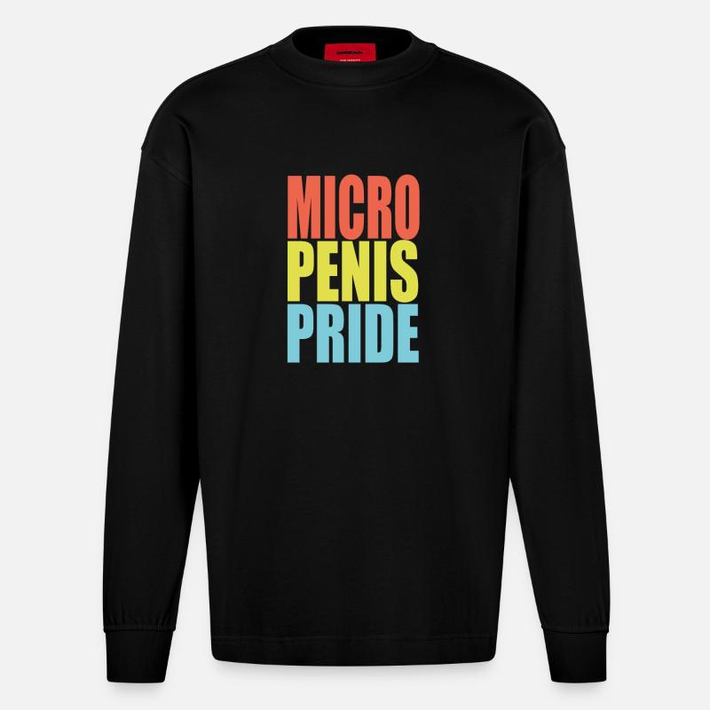 Orgoglio del pene micro - Maglia a maniche lunghe ecologica oversize Heavyweight Made in UE - SOLID BLACK