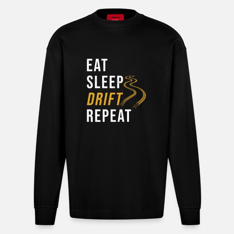 Drift Driftauto Auto Fan Spruch - Heavyweight Oversized Organic Langarmshirt Made in EU - SOLID BLACK