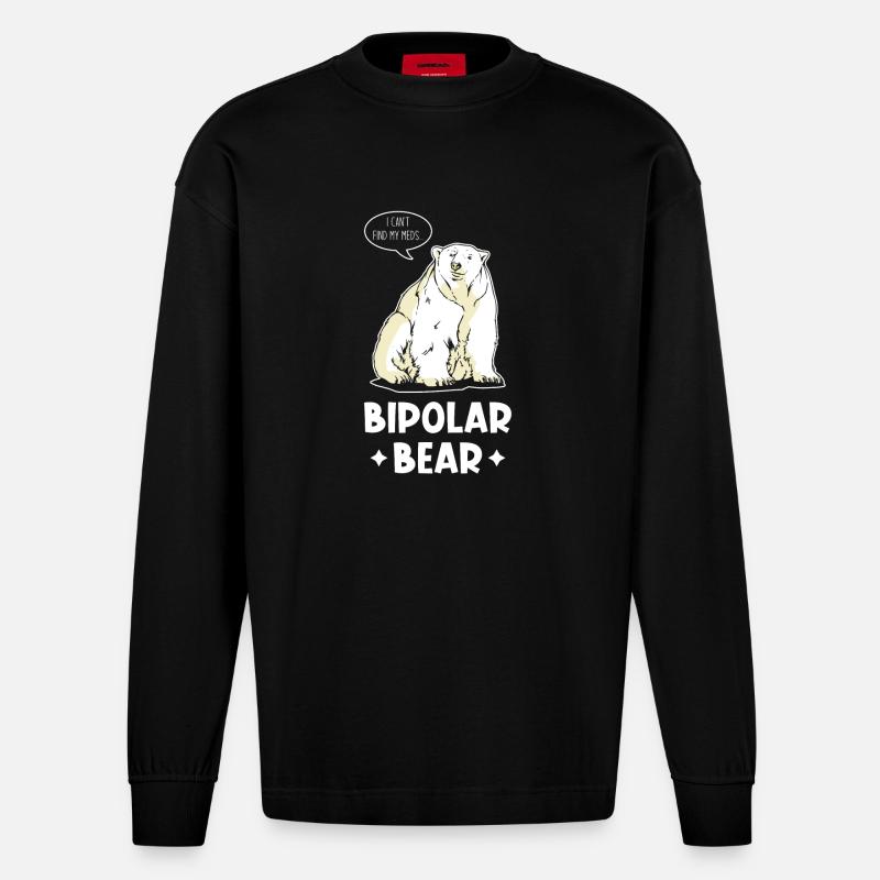 Bipolar Bär - Heavyweight Oversized Organic Langarmshirt Made in EU - SOLID BLACK
