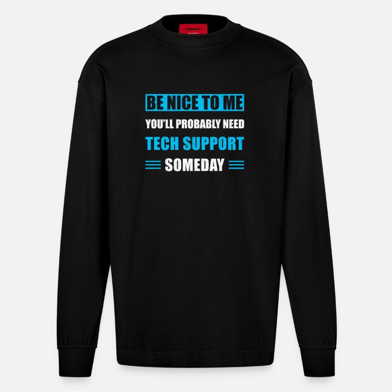 Technischer Support - Heavyweight Oversized Organic Langarmshirt Made in EU - SOLID BLACK