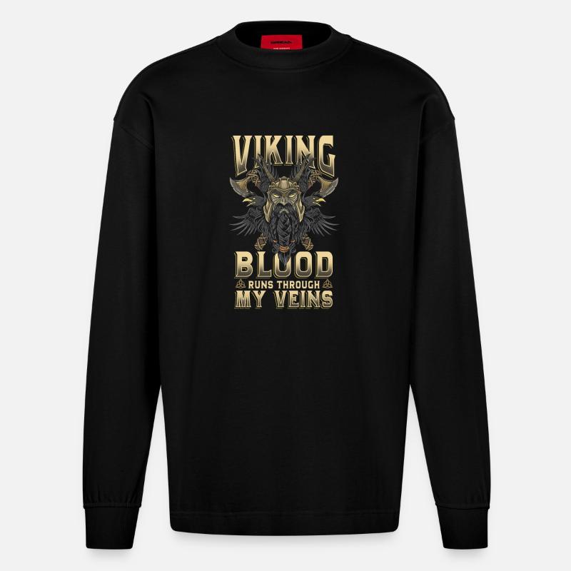 Wikinger - Heavyweight Oversized Organic Langarmshirt Made in EU - SOLID BLACK