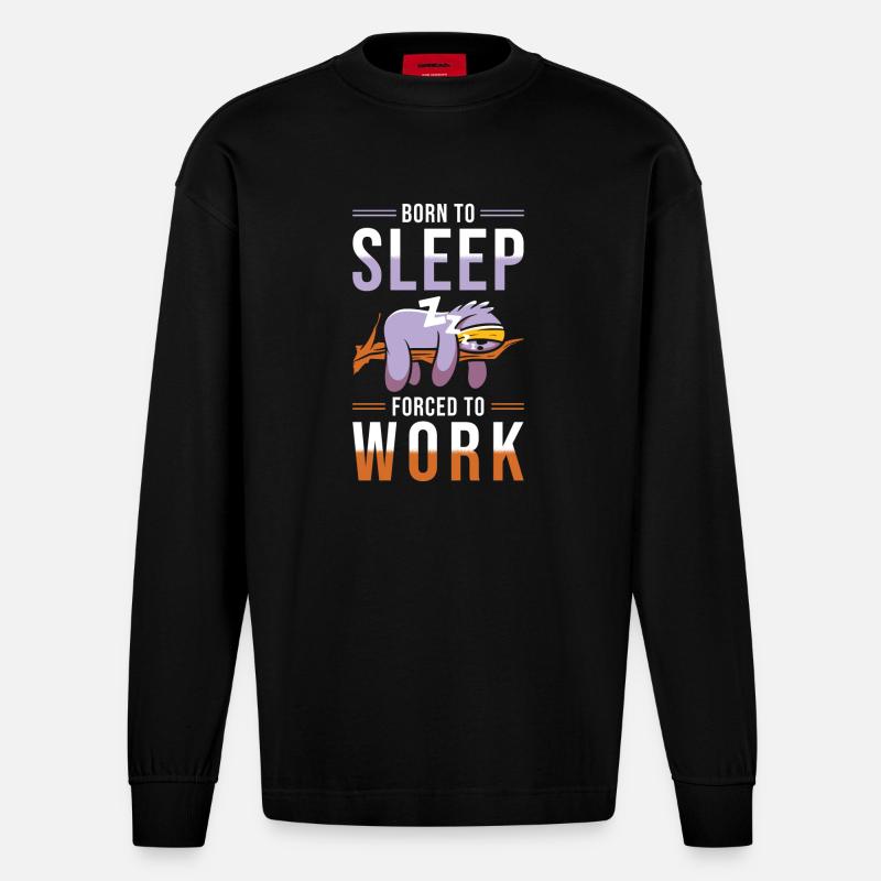 Faultier lustig - Heavyweight Oversized Organic Langarmshirt Made in EU - SOLID BLACK