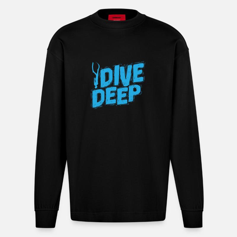 Apnoetaucher Dive Deep - Heavyweight Oversized Organic Langarmshirt Made in EU - SOLID BLACK