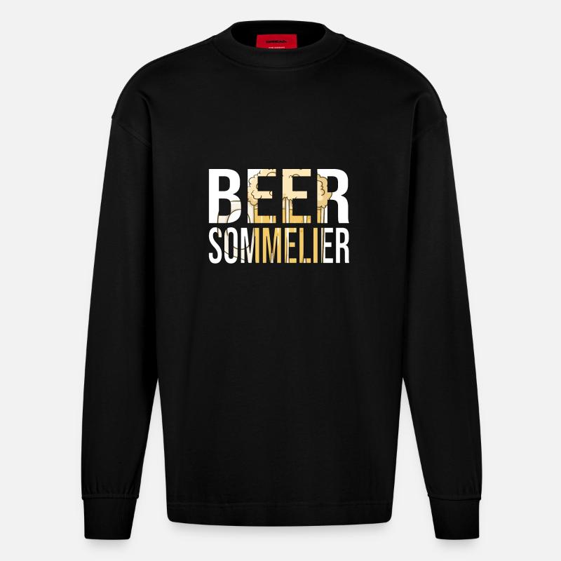 Bier Spruch Biertrinker Geschenk Biersommelier - Heavyweight Oversized Organic Langarmshirt Made in EU - SOLID BLACK