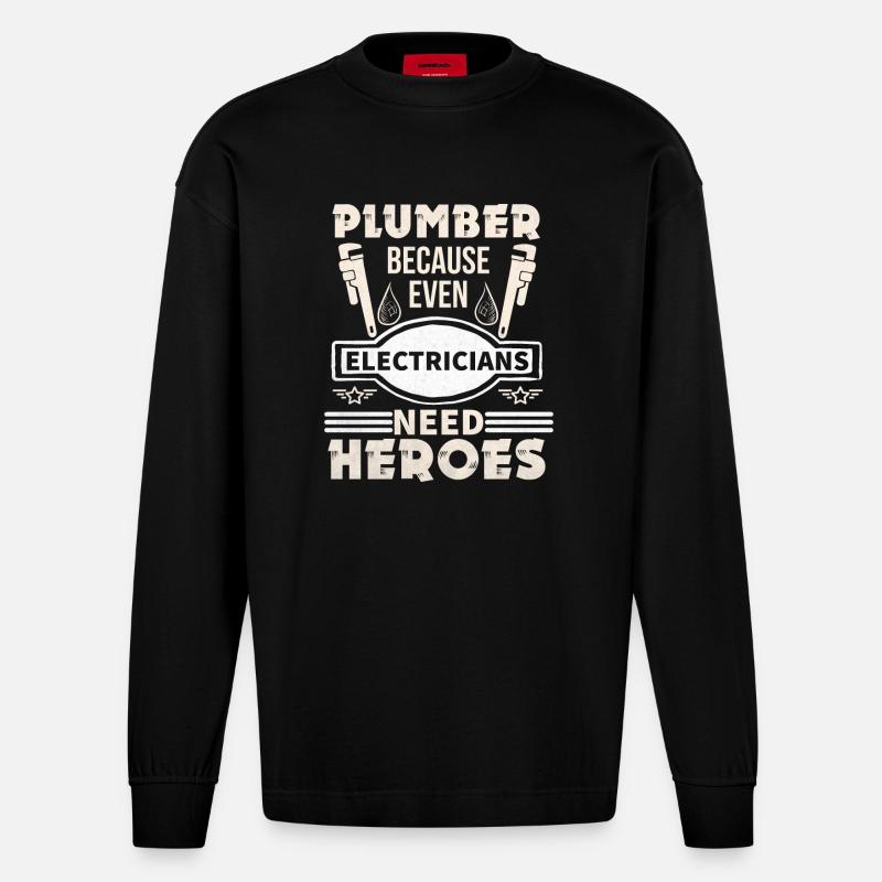 Klempner - Heavyweight Oversized Organic Langarmshirt Made in EU - SOLID BLACK