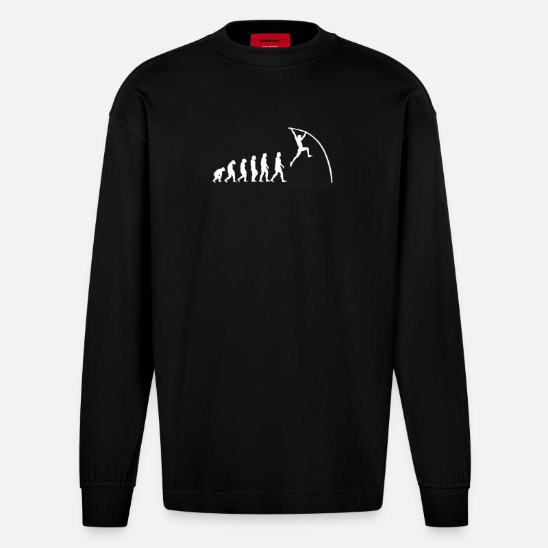 Pole Vaulting Evolution - Heavyweight Oversized Organic Longsleeve Shirt Made in EU - SOLID BLACK