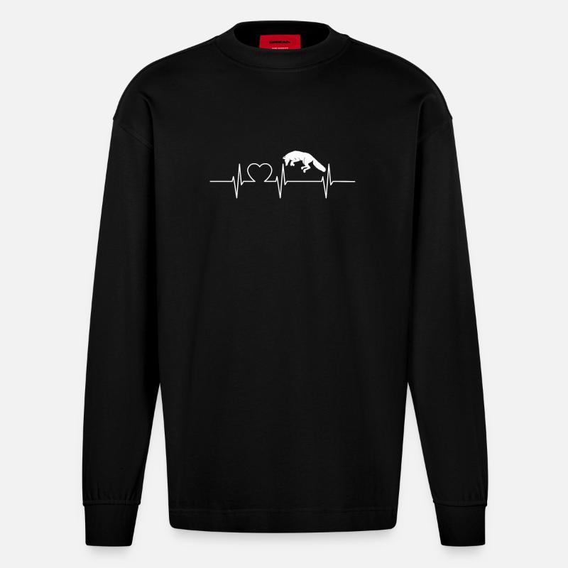 Arctic Fox Foxes Animals Fox - Heavyweight Oversized Organic Longsleeve Shirt Made in EU - SOLID BLACK