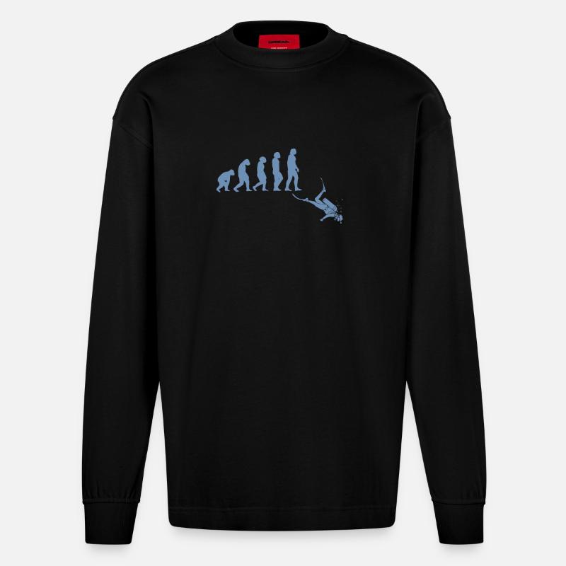 Diver Evolution Tshirt - Heavyweight Oversized Organic Longsleeve Shirt Made in EU - SOLID BLACK