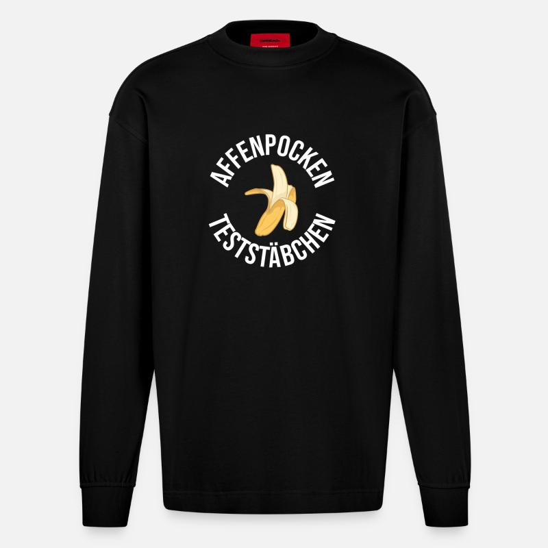 AFFENPOCKEN TESTSTÄBCHEN - Heavyweight Oversized Organic Langarmshirt Made in EU - SOLID BLACK