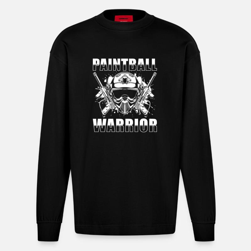 Paintball Krieger - Heavyweight Oversized Organic Langarmshirt Made in EU - SOLID BLACK