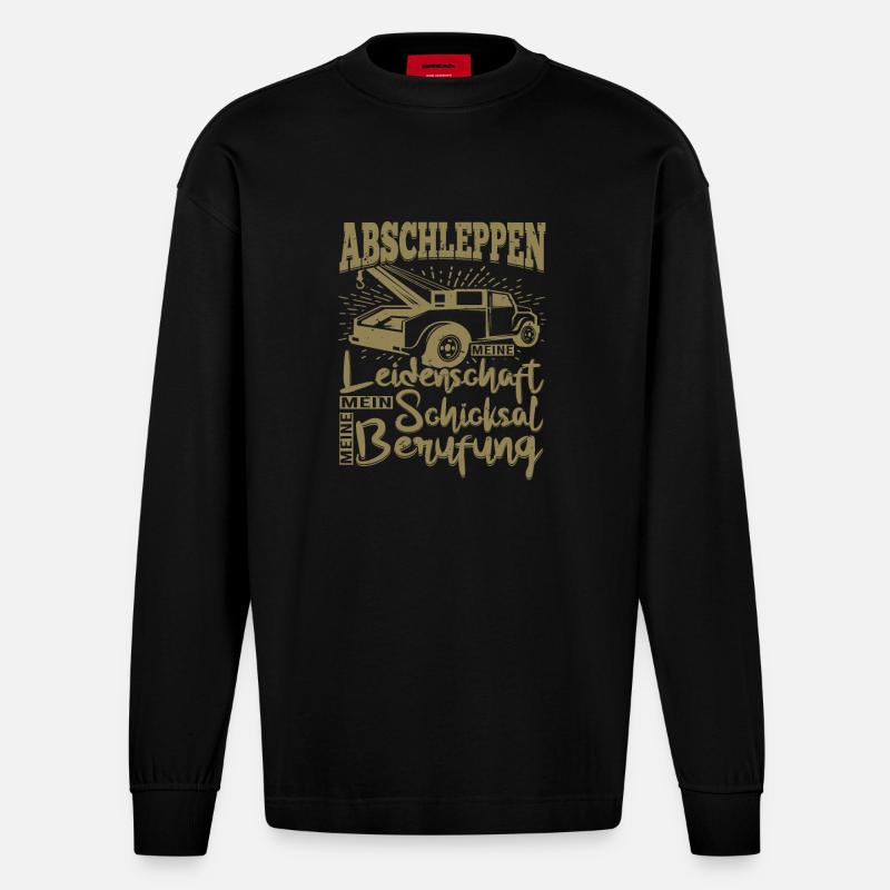 Abbschleppen Leidenschaft Schicksal - Heavyweight Oversized Organic Langarmshirt Made in EU - SOLID BLACK