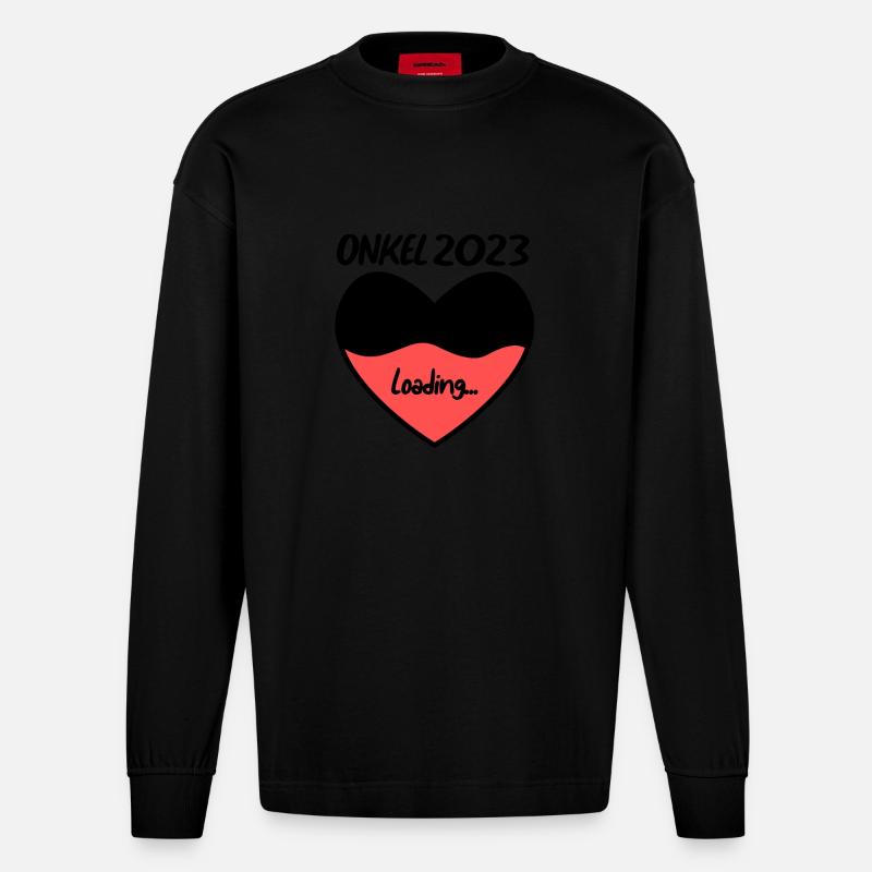 Onkel 2023 herz loading - Heavyweight Oversized Organic Langarmshirt Made in EU - SOLID BLACK