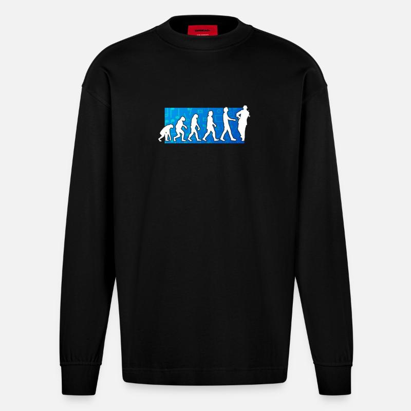 Violinist Evolution - Heavyweight Oversized Organic Langarmshirt Made in EU - SOLID BLACK