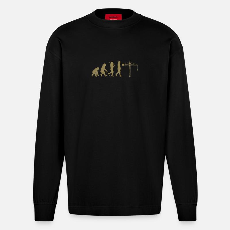 Kranführer Evolution - Heavyweight Oversized Organic Langarmshirt Made in EU - SOLID BLACK