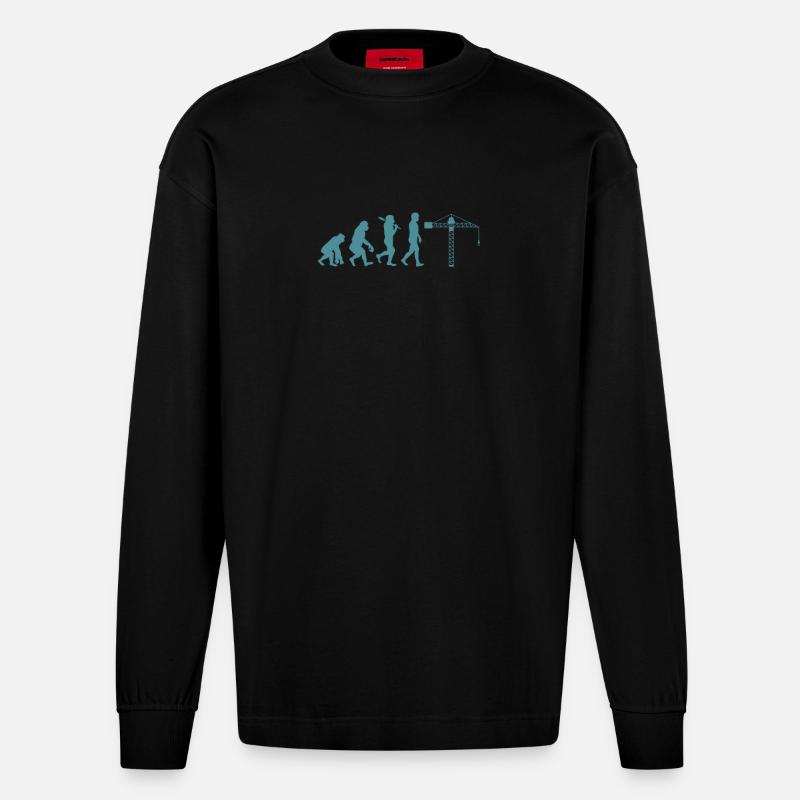 Kranführer Evolution - Heavyweight Oversized Organic Langarmshirt Made in EU - SOLID BLACK