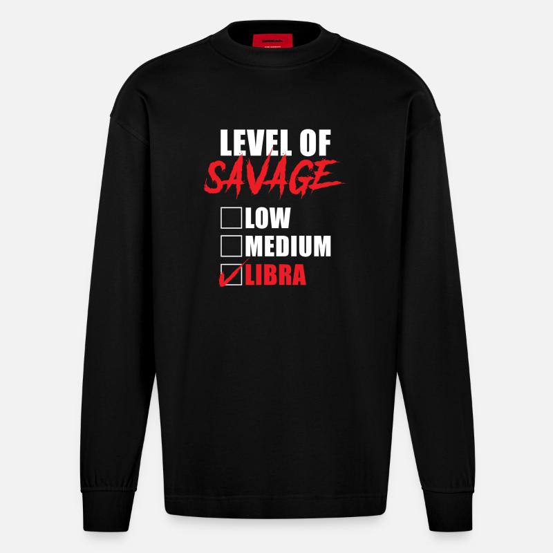Waage Sternzeichen Geschenk Waage - Heavyweight Oversized Organic Langarmshirt Made in EU - SOLID BLACK