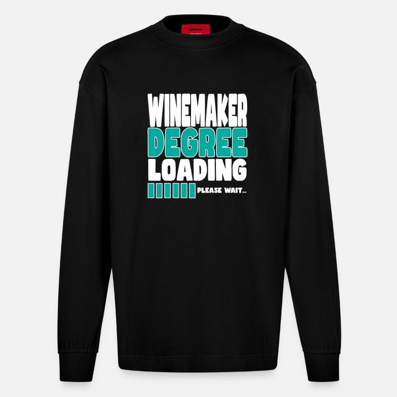 Winemaker invites training - Heavyweight Oversized Organic Longsleeve Shirt Made in EU - SOLID BLACK