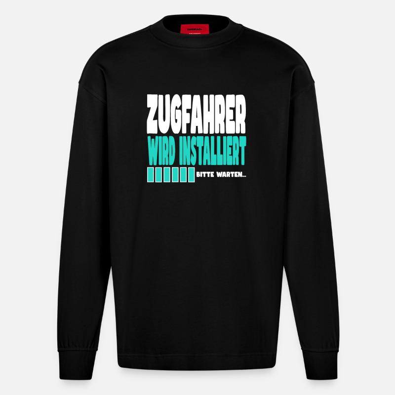 Zugfahrer wird installiert - Heavyweight Oversized Organic Langarmshirt Made in EU - SOLID BLACK