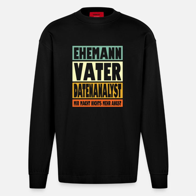 Datenanalyst Vater Ehemann Held - Heavyweight Oversized Organic Langarmshirt Made in EU - SOLID BLACK