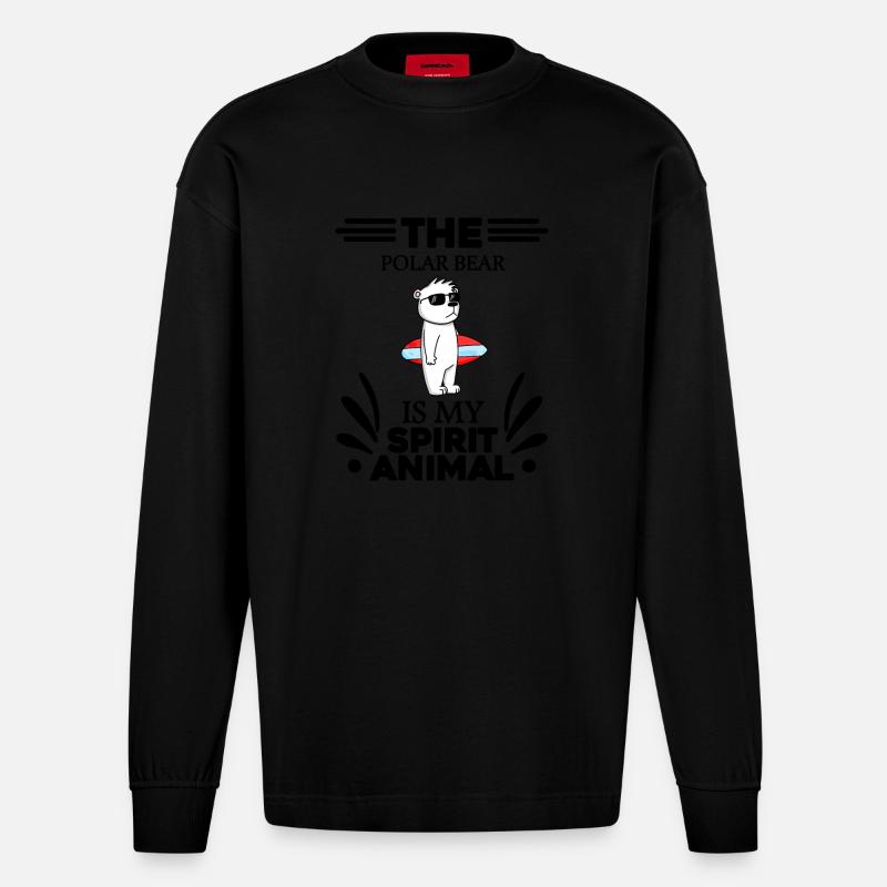 Eisbär Polarbär Bär - Heavyweight Oversized Organic Langarmshirt Made in EU - SOLID BLACK