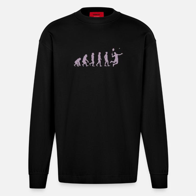Cadeau Badminton Evolution - Manches longues bio épais oversize fabriqué en UE - SOLID BLACK