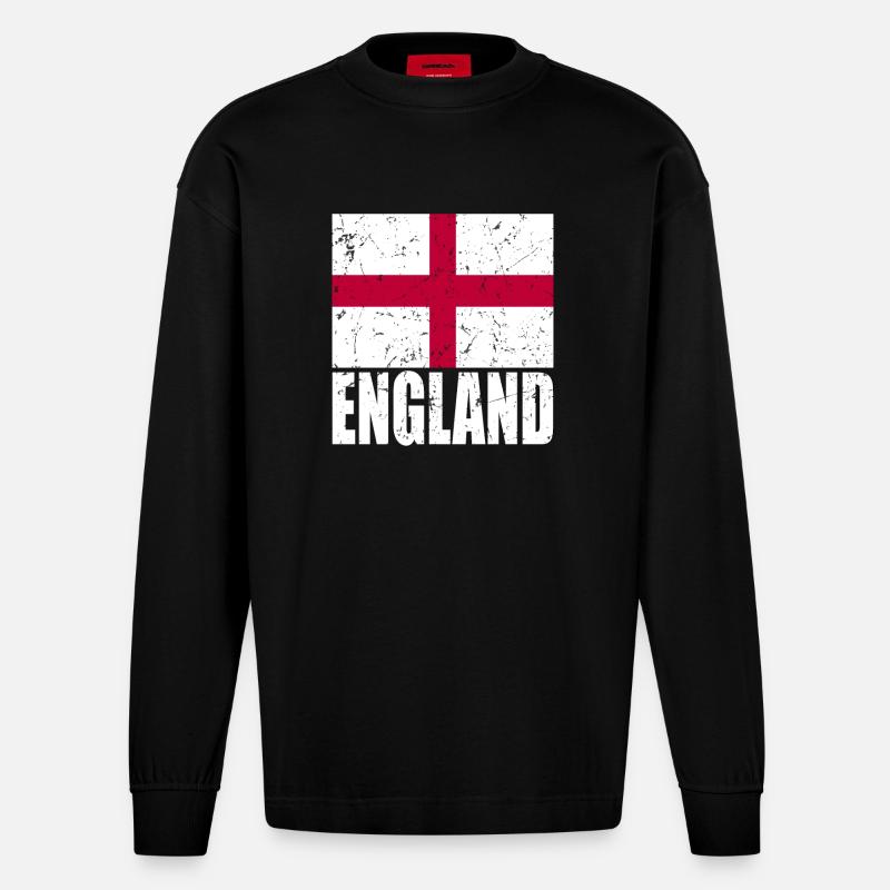 Drapeau de l’Angleterre - Manches longues bio épais oversize fabriqué en UE - SOLID BLACK