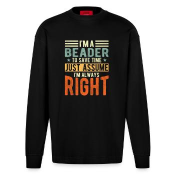 Allongement de la perle - Manches longues bio épais oversize fabriqué en UE - SOLID BLACK - Devant