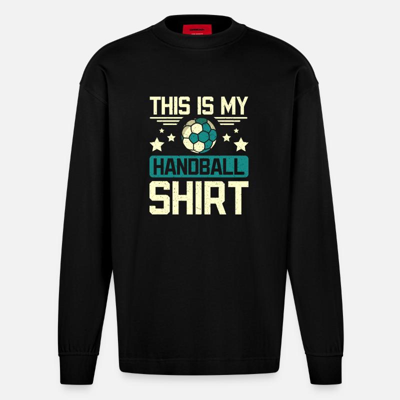 C’est mon handball - Manches longues bio épais oversize fabriqué en UE - SOLID BLACK
