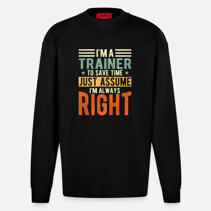 Trainer - Heavyweight Oversized Organic Langarmshirt Made in EU - SOLID BLACK