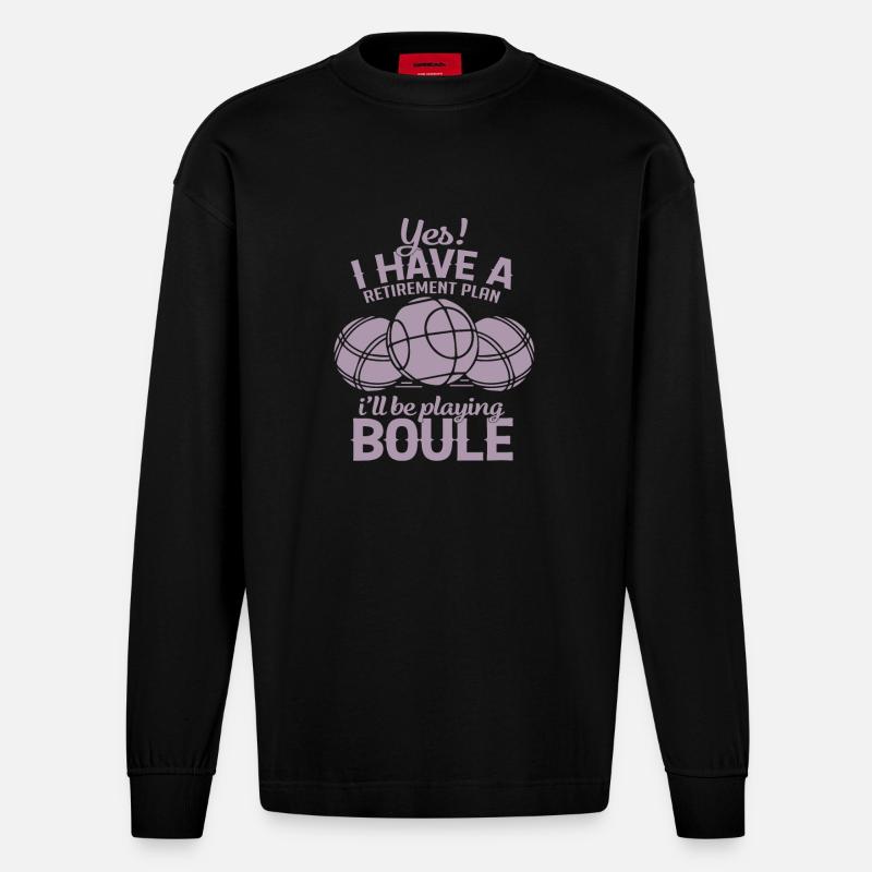 Boule Rente Plan - Heavyweight Oversized Organic Langarmshirt Made in EU - SOLID BLACK
