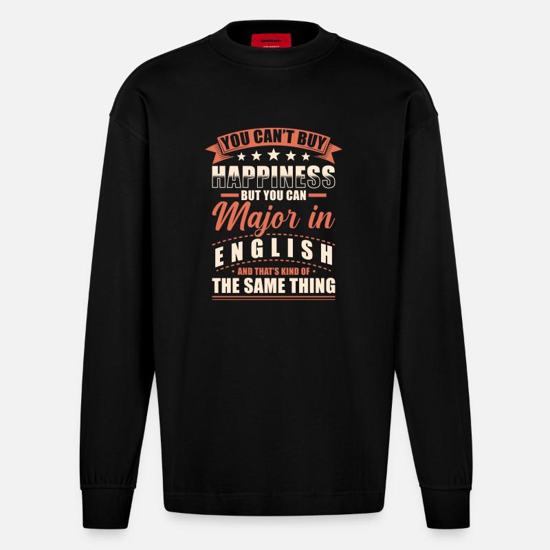 Englisch Abschluss - Heavyweight Oversized Organic Langarmshirt Made in EU - SOLID BLACK