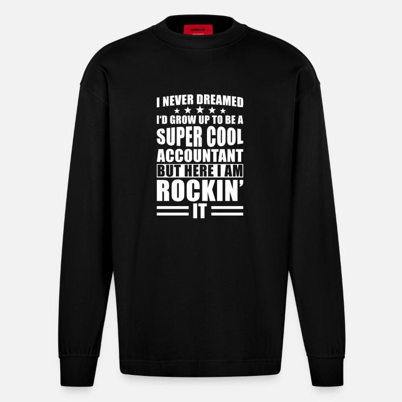 Buchhalter Spruch - Heavyweight Oversized Organic Langarmshirt Made in EU - SOLID BLACK