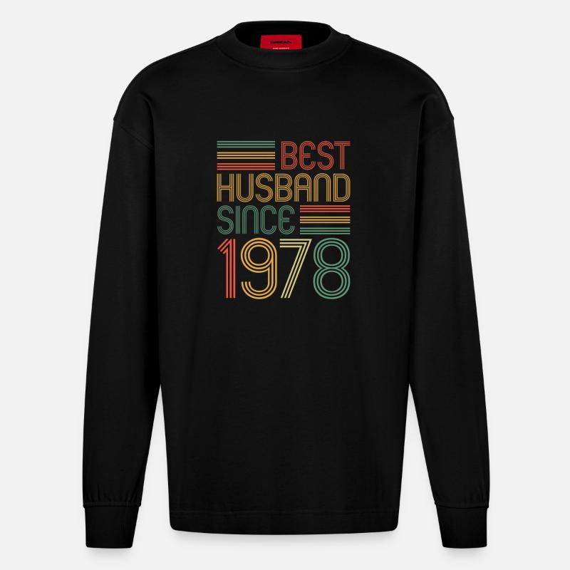 45. Hochzeitstag Bester Ehemann seit 1978 - Heavyweight Oversized Organic Langarmshirt Made in EU - SOLID BLACK