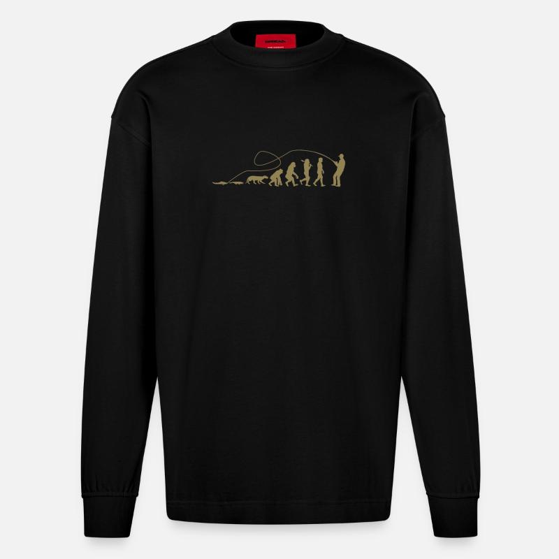 Evolution Angler TShirt - Heavyweight Oversized Organic Langarmshirt Made in EU - SOLID BLACK