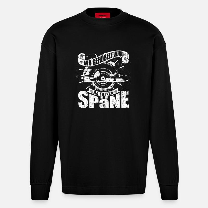 Wo gehobelt wird fallen Späne - Heavyweight Oversized Organic Langarmshirt Made in EU - SOLID BLACK