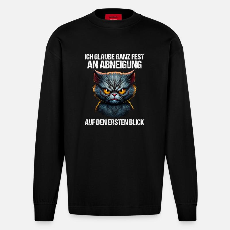 Katze Kätzchen Katzenhalter Katzen Sarkasmus - Heavyweight Oversized Organic Langarmshirt Made in EU - SOLID BLACK