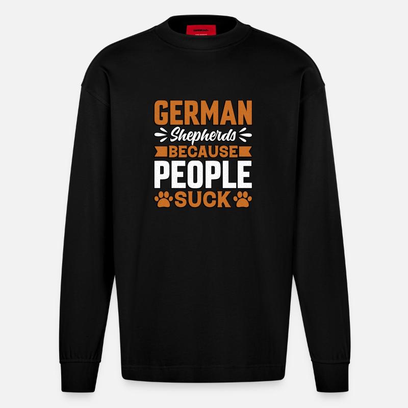 Deutsche Schäferhunde, weil Menschen sind - Heavyweight Oversized Organic Langarmshirt Made in EU - SOLID BLACK