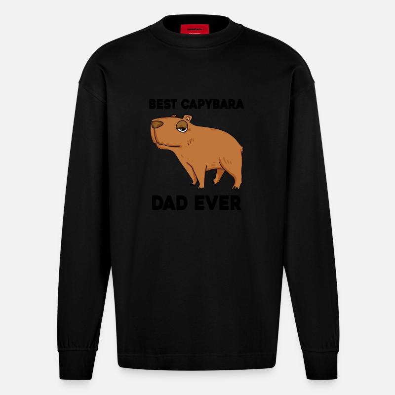 Capybara Père Capybara - Manches longues bio épais oversize fabriqué en UE - SOLID BLACK