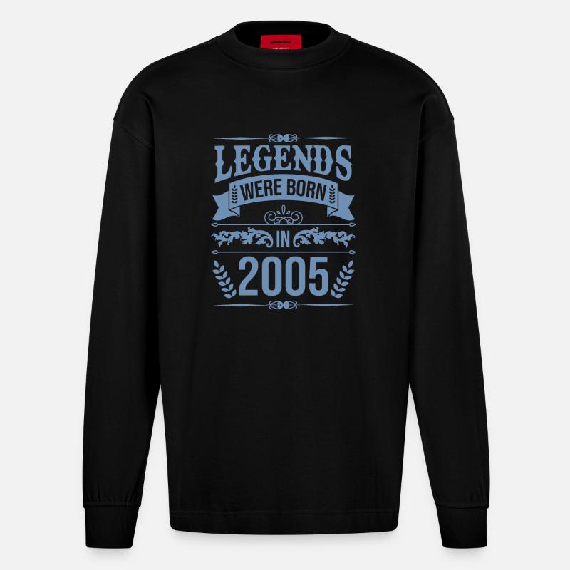 Legenden wurden 2005 geboren - Heavyweight Oversized Organic Langarmshirt Made in EU - SOLID BLACK