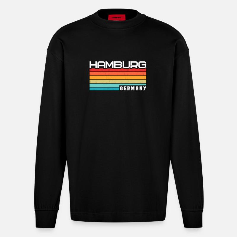 Hamburgerin Hamburger Hambourg - Manches longues bio épais oversize fabriqué en UE - SOLID BLACK